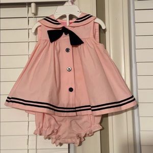 Goodlad 6/9mo Pink and navy blue sailor dress